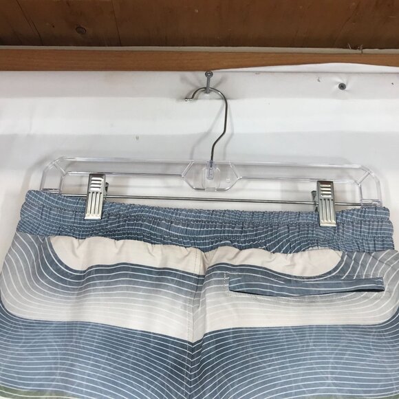 LEISURE LAB - MEN'S 1- BLUE & WHITE LINED SWIM TRUNKS - Picture 6 of 8